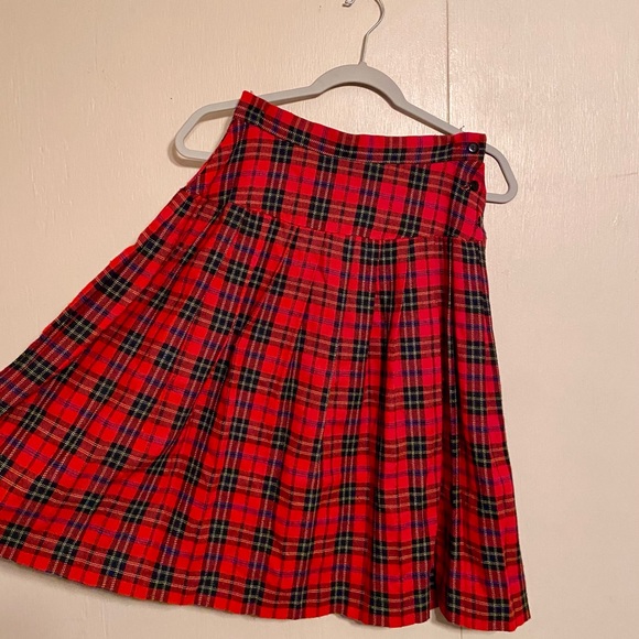 Vintage Dresses & Skirts - TRUE VINTAGE/Retro Dark Academia Red Plaid/Tartan Skirt